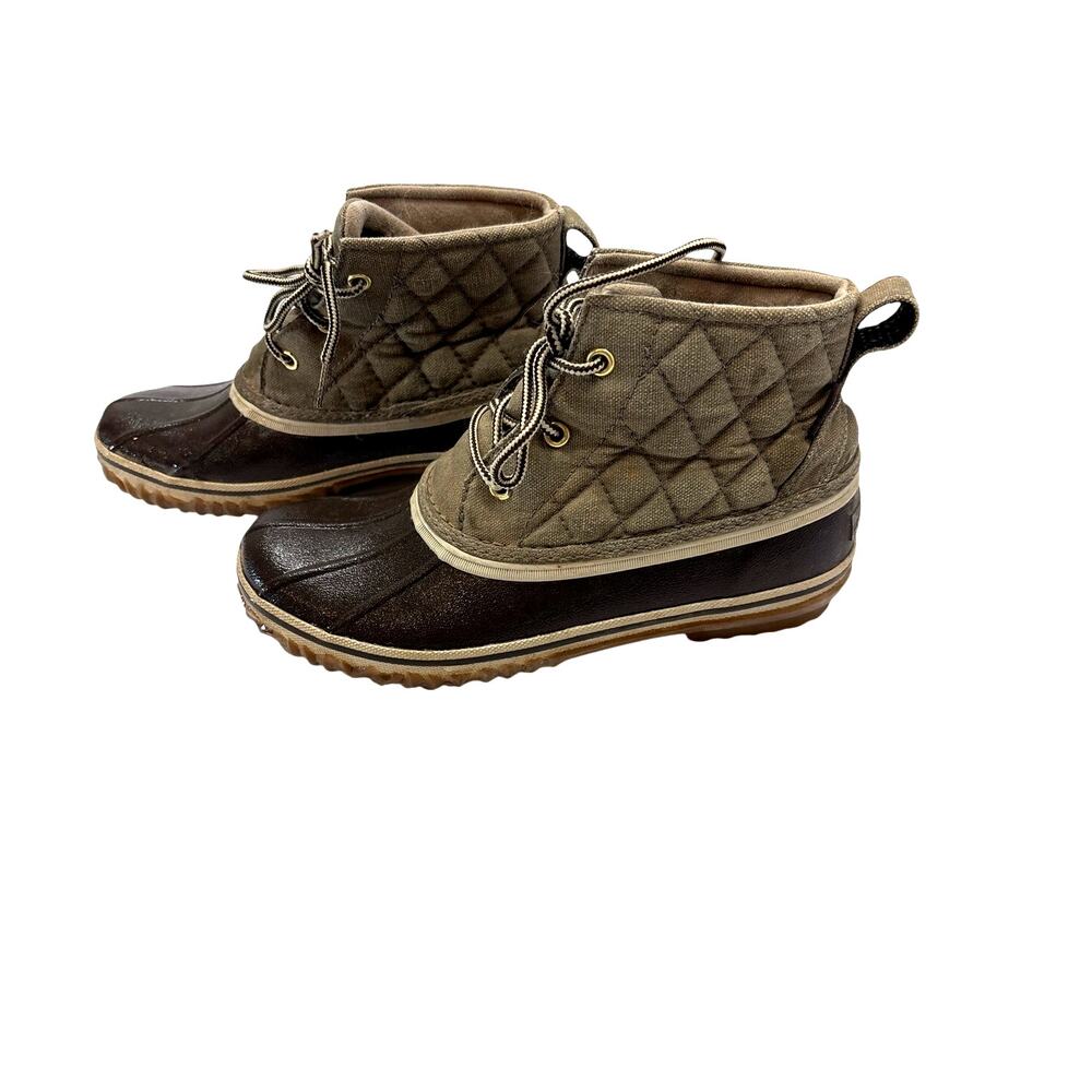 Eddie Bauer Hunt Pack Women’s 7.5 Brown Duck Boots Quilted Winter Lace Up